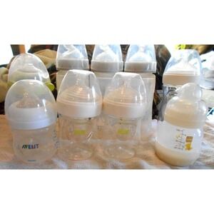 Lot of 9 Baby Bottles 10oz 5oz 4oz NUK EVENFLO MAM Advent Como Tomo Anti Colic